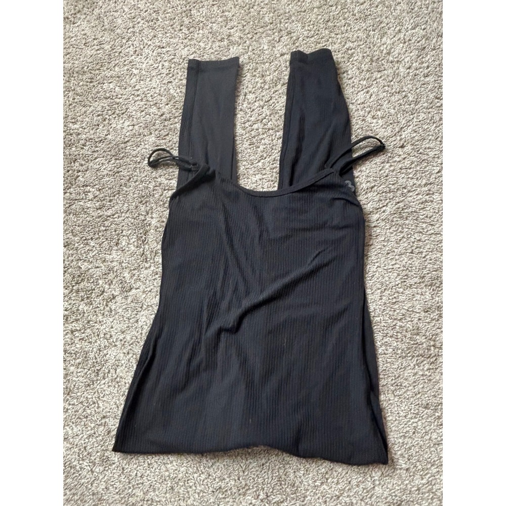 TnAction Aritzia Black Ribbed Sleeveless Jumpsuit Unitard XS Sporty Yoga Lounge
